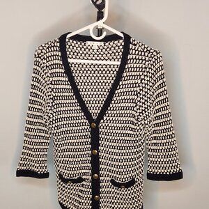 Cabi Black & White Knit Cardigan Size Medium
